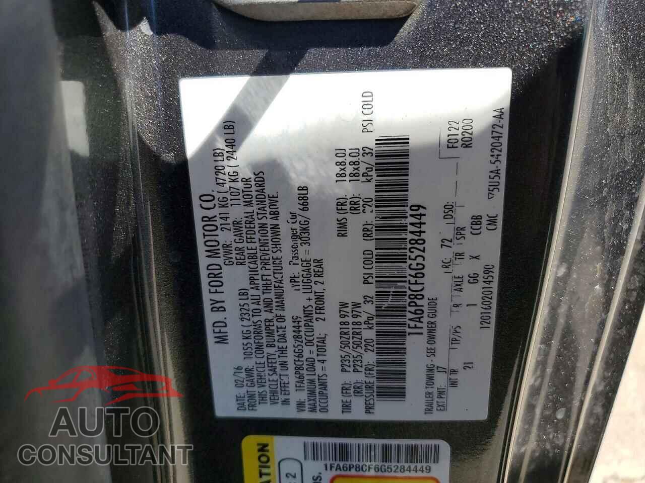 FORD MUSTANG 2016 - 1FA6P8CF6G5284449