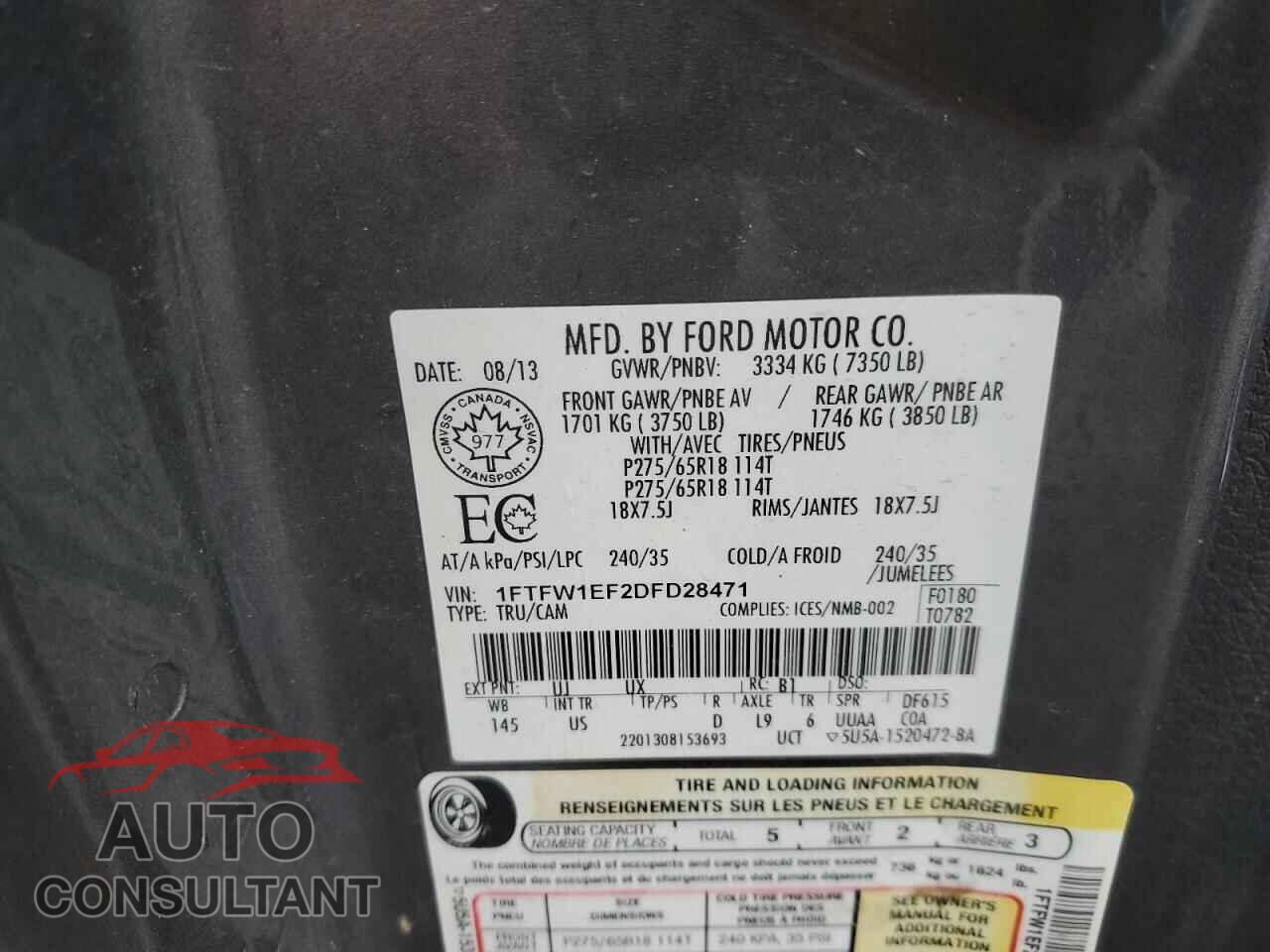 FORD F-150 2013 - 1FTFW1EF2DFD28471