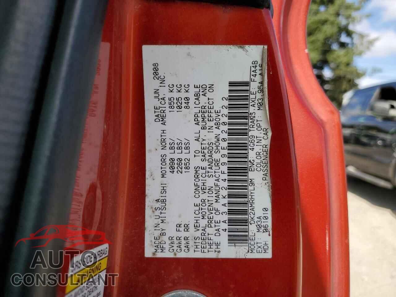 MITSUBISHI ECLIPSE 2009 - 4A3AK24F99E020222