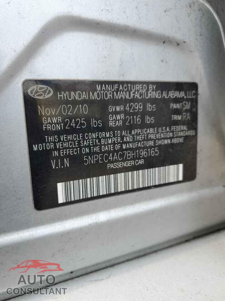 HYUNDAI SONATA 2011 - 5NPEC4AC7BH196165