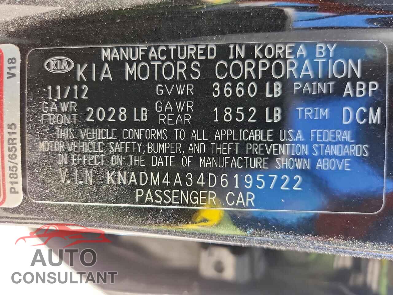 KIA RIO 2013 - KNADM4A34D6195722
