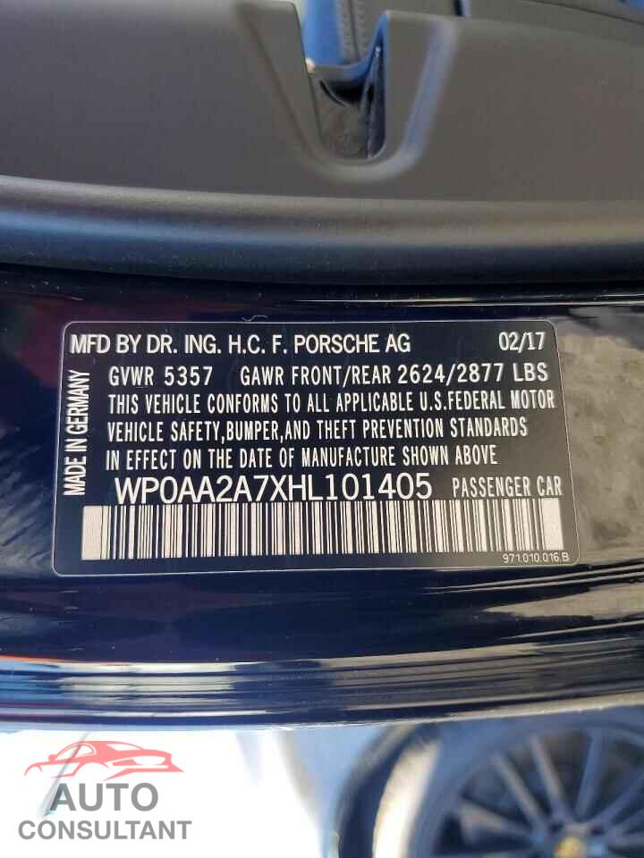 PORSCHE PANAMERA 2017 - WP0AA2A7XHL101405