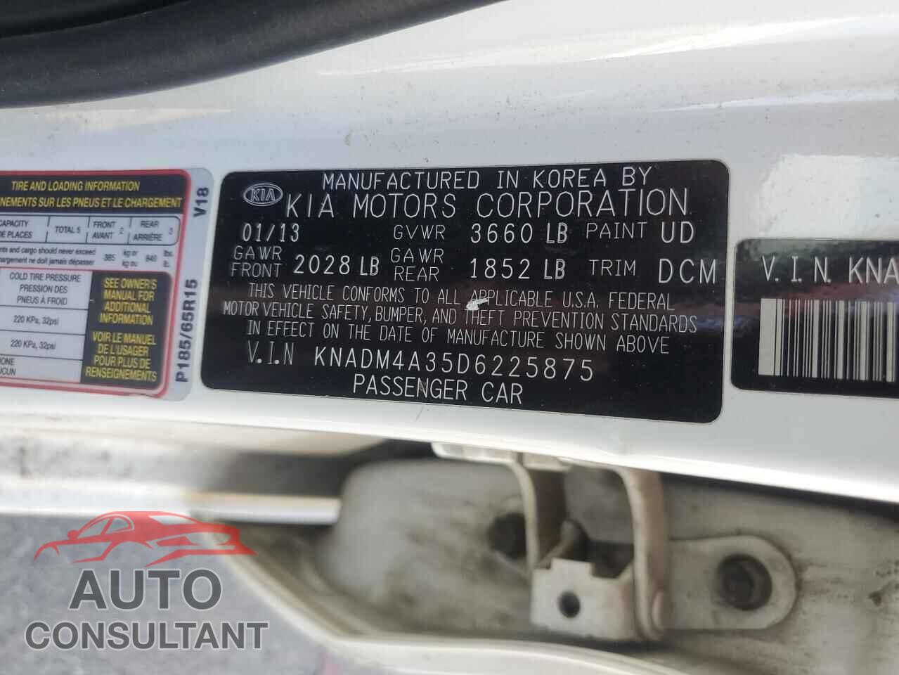 KIA RIO 2013 - KNADM4A35D6225875