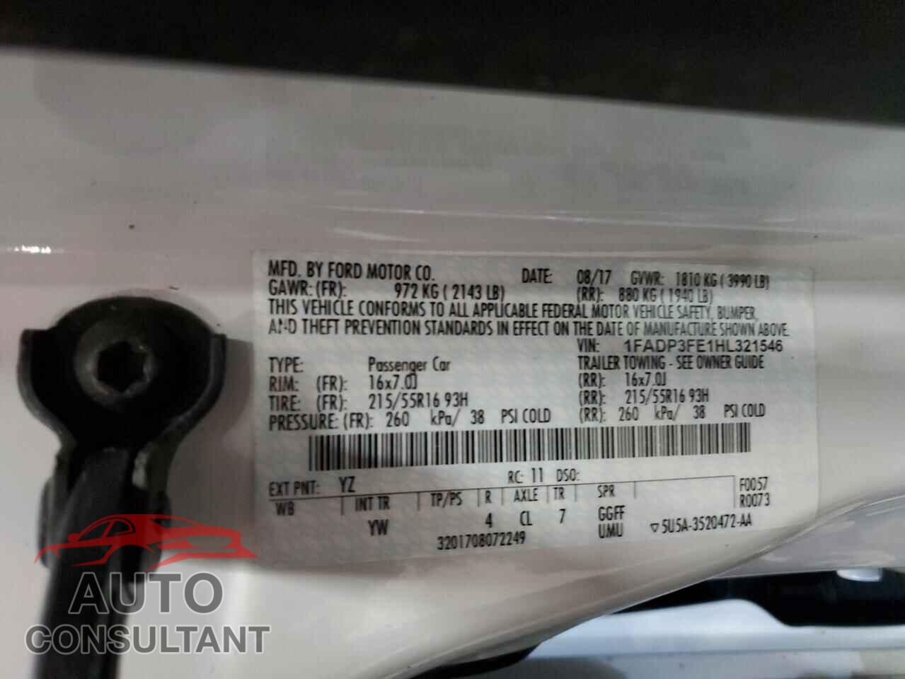 FORD FOCUS 2017 - 1FADP3FE1HL321546