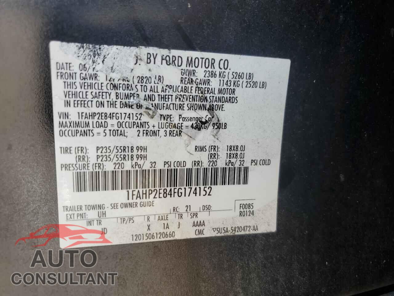 FORD TAURUS 2015 - 1FAHP2E84FG174152