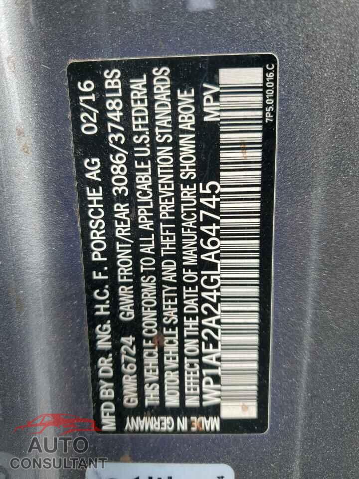 PORSCHE CAYENNE 2016 - WP1AE2A24GLA64745