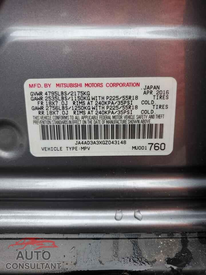 MITSUBISHI OUTLANDER 2016 - JA4AD3A3XGZ043148