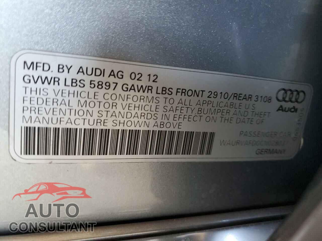 AUDI A8 2012 - WAURVAFD0CN028037