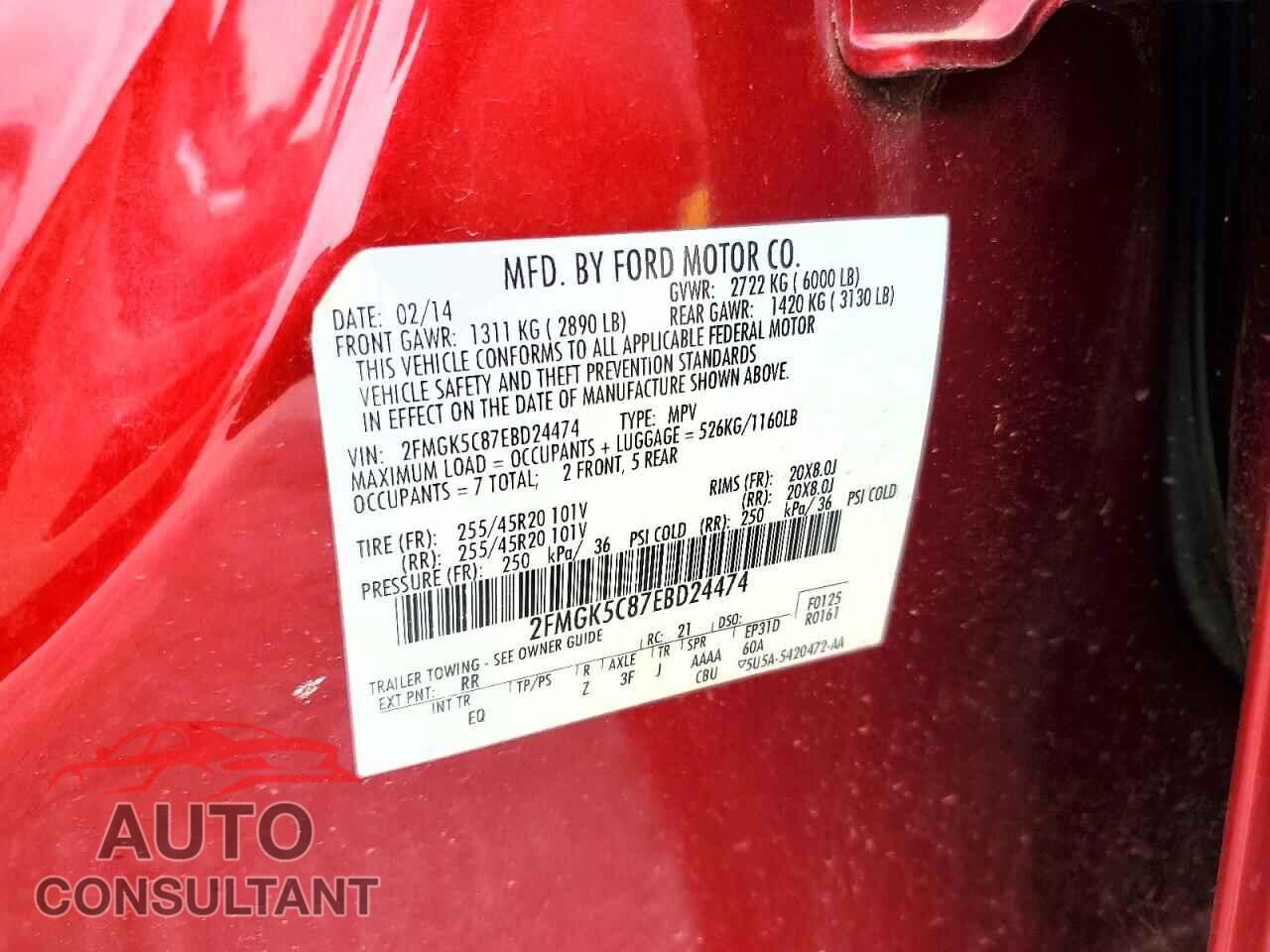 FORD FLEX 2014 - 2FMGK5C87EBD24474