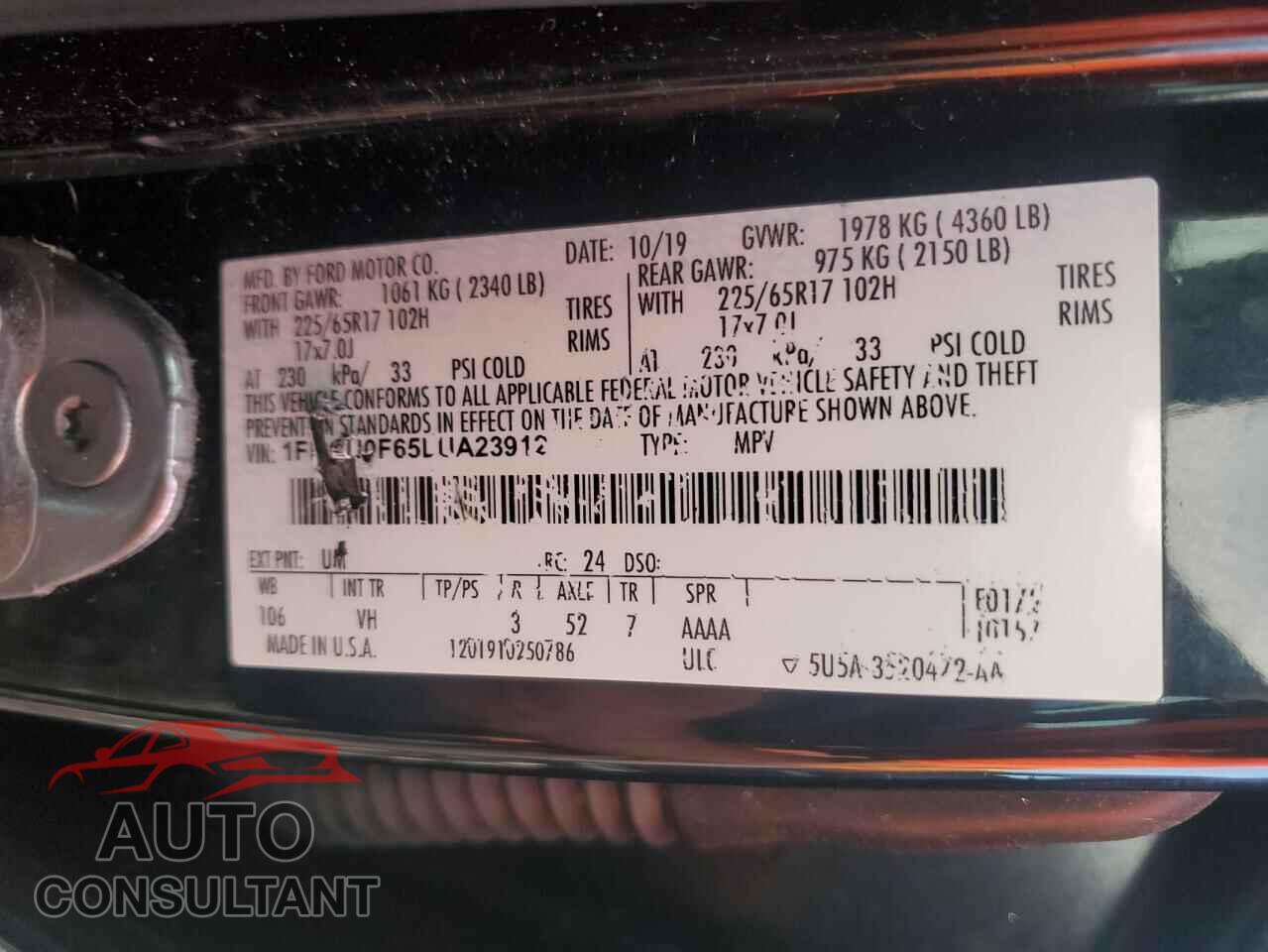FORD ESCAPE 2020 - 1FMCU0F65LUA23912