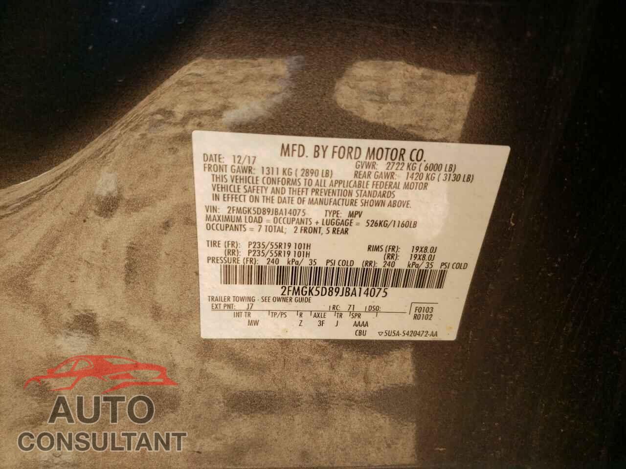 FORD FLEX 2018 - 2FMGK5D89JBA14075