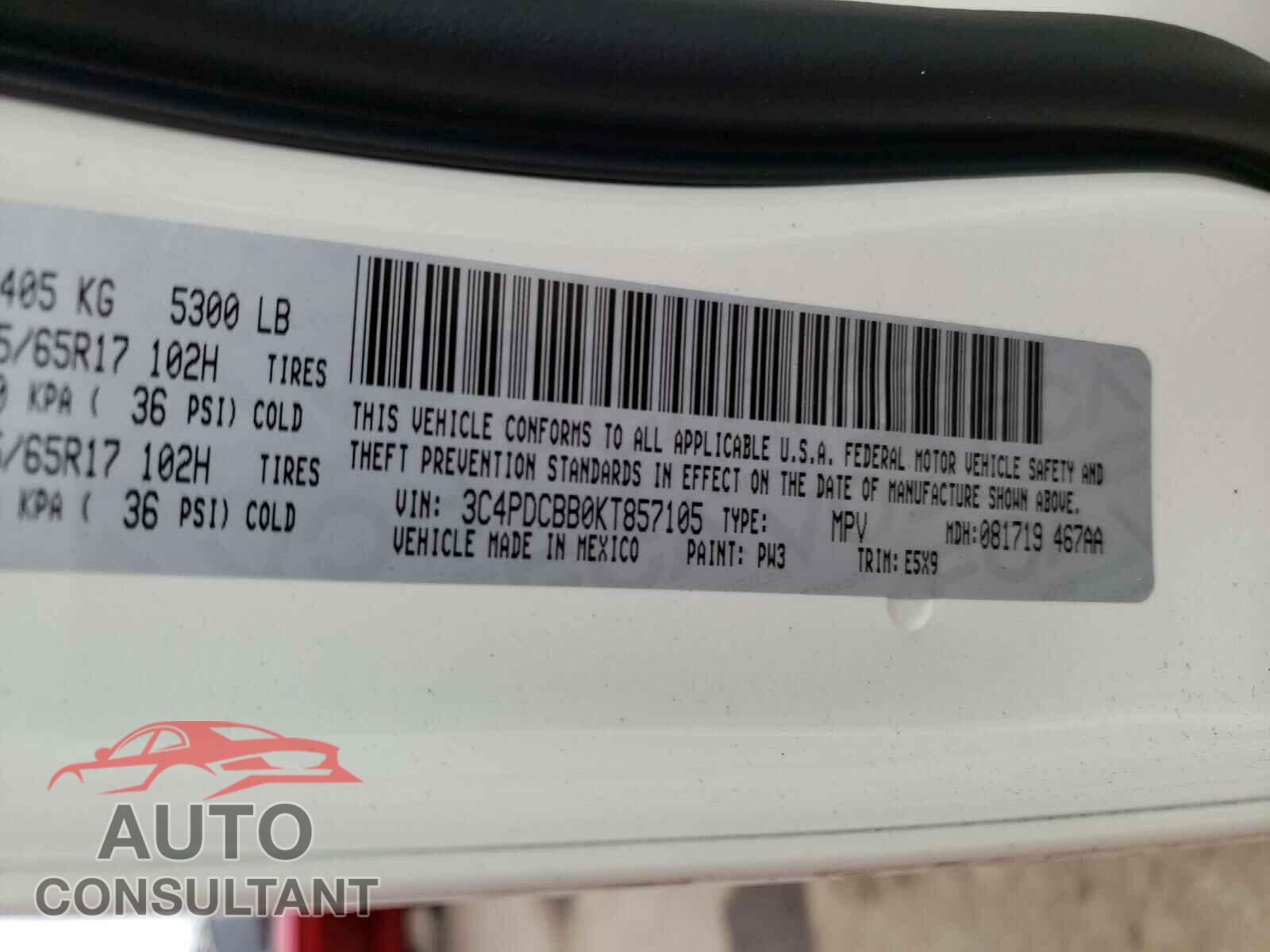 DODGE JOURNEY 2019 - 3C4PDCBB0KT857105