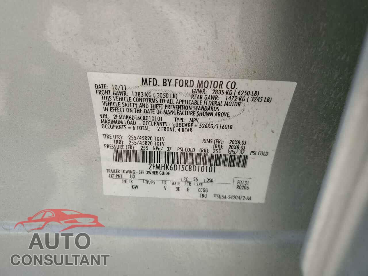 FORD FLEX 2012 - 2FMHK6DT5CBD10101
