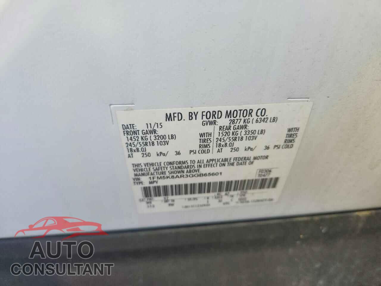 FORD EXPLORER 2016 - 1FM5K8AR3GGB65601