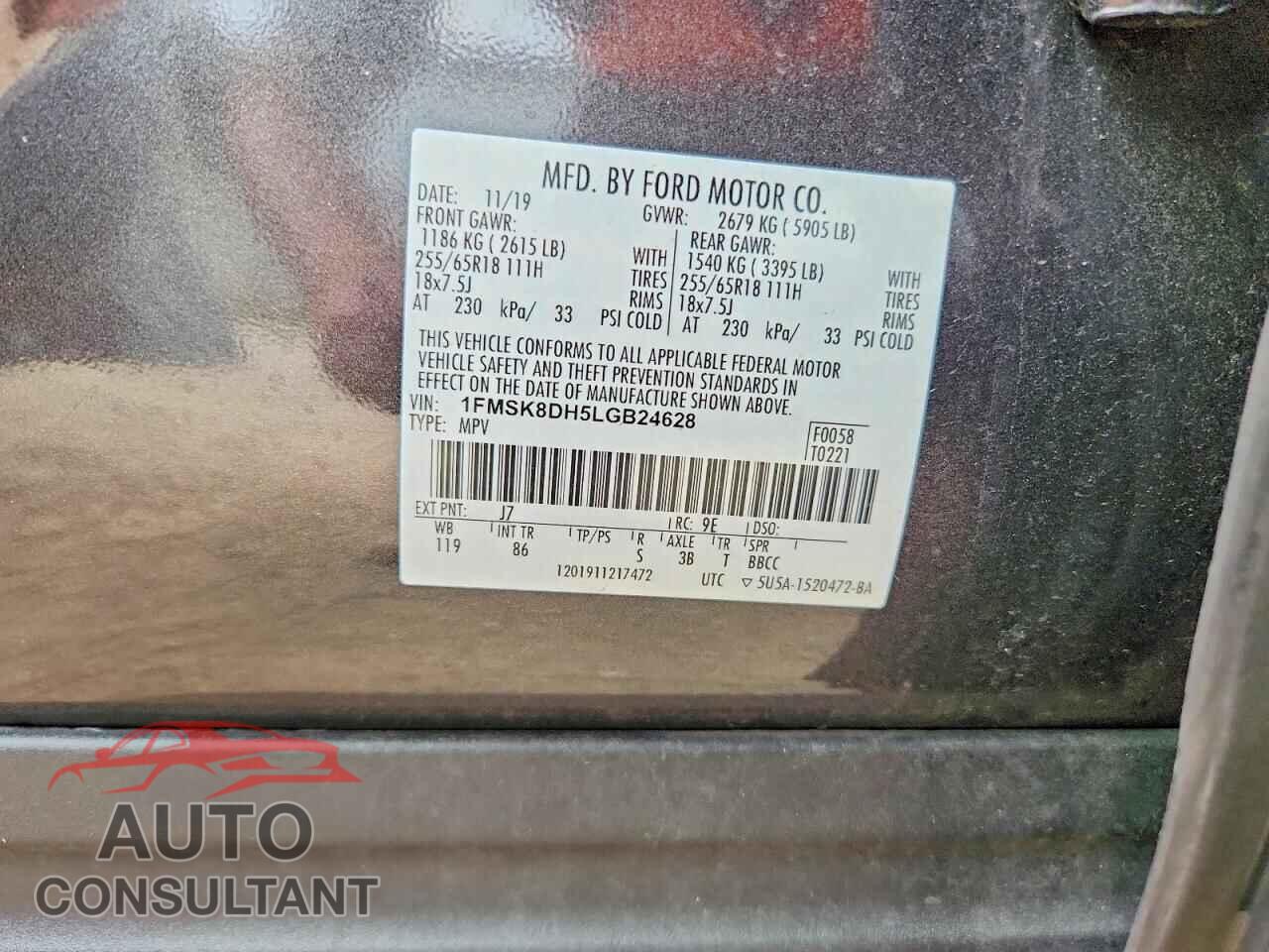 FORD EXPLORER 2020 - 1FMSK8DH5LGB24628
