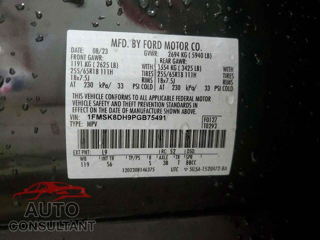 FORD EXPLORER 2023 - 1FMSK8DH9PGB75491
