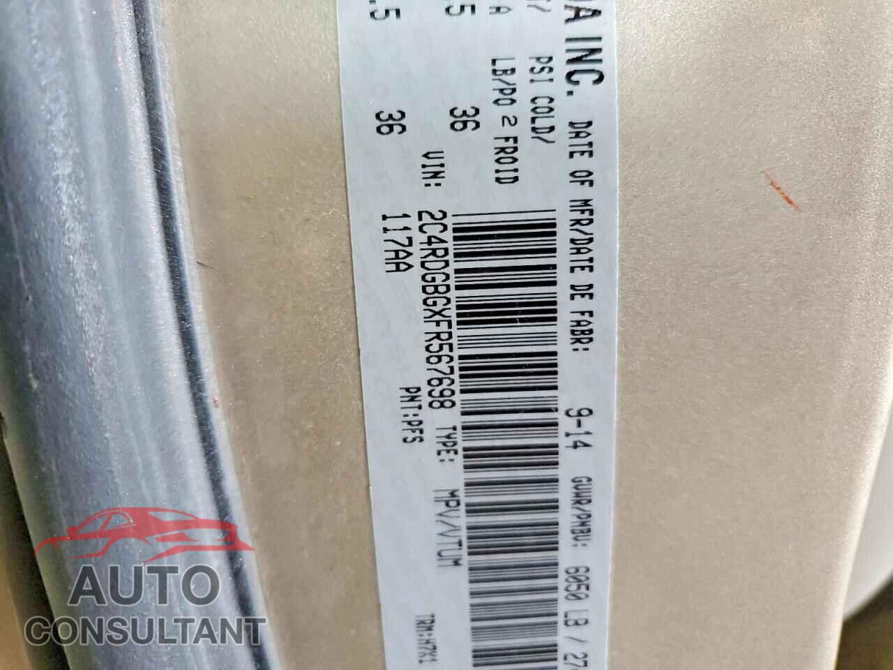 DODGE CARAVAN 2015 - 2C4RDGBGXFR567698