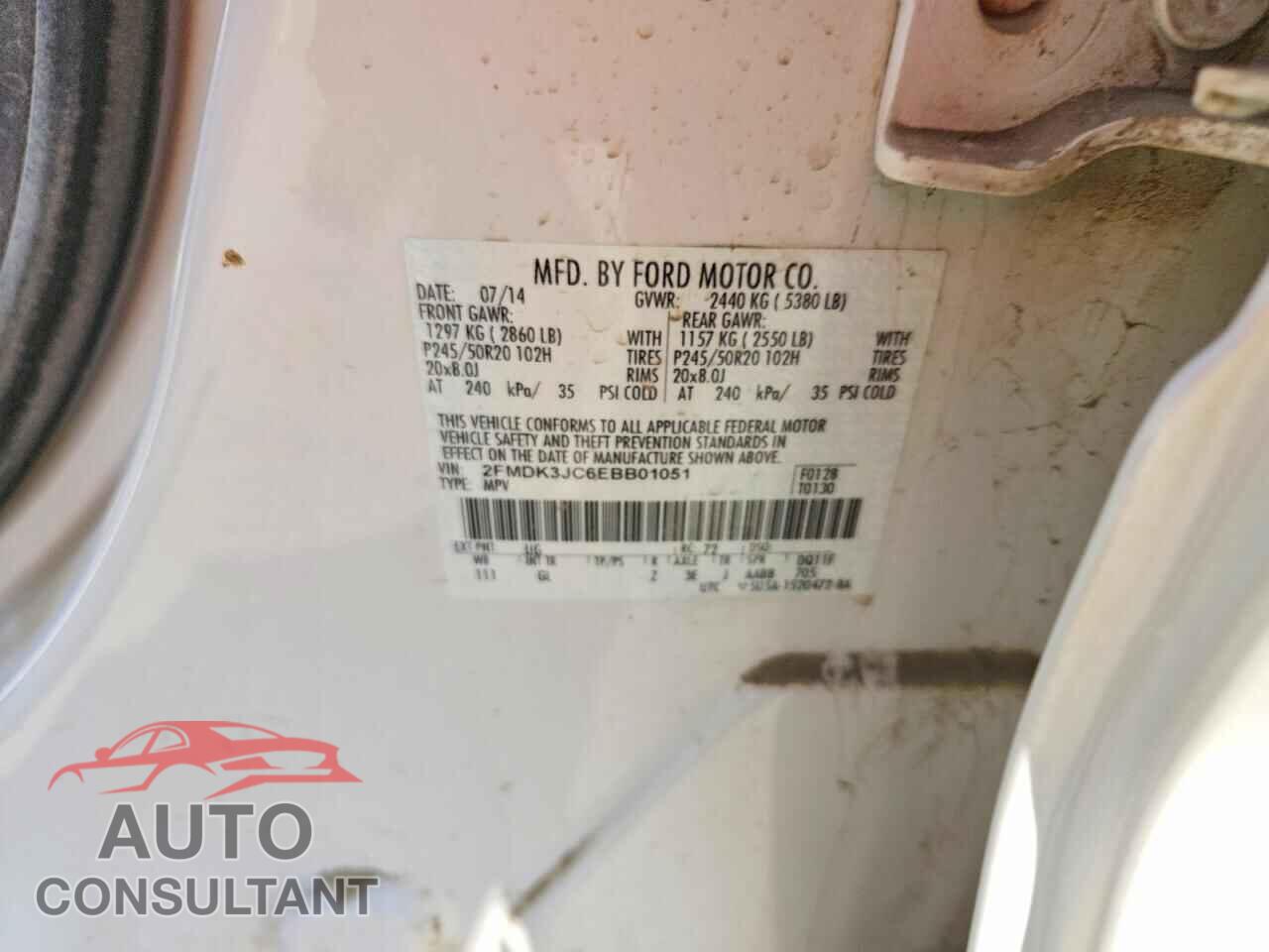 FORD EDGE 2014 - 2FMDK3JC6EBB01051