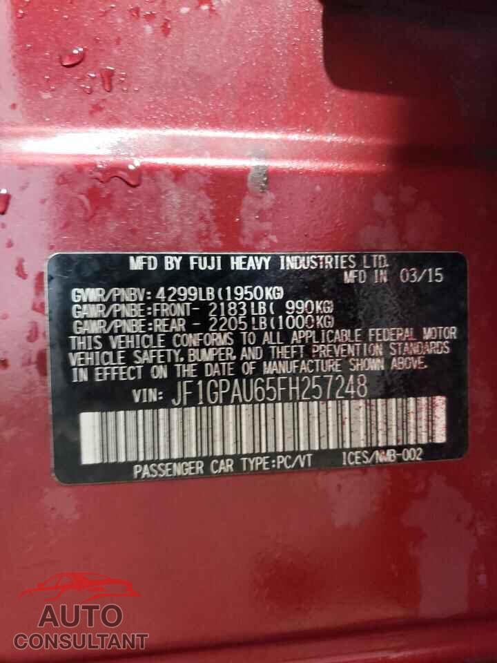 SUBARU IMPREZA 2015 - JF1GPAU65FH257248