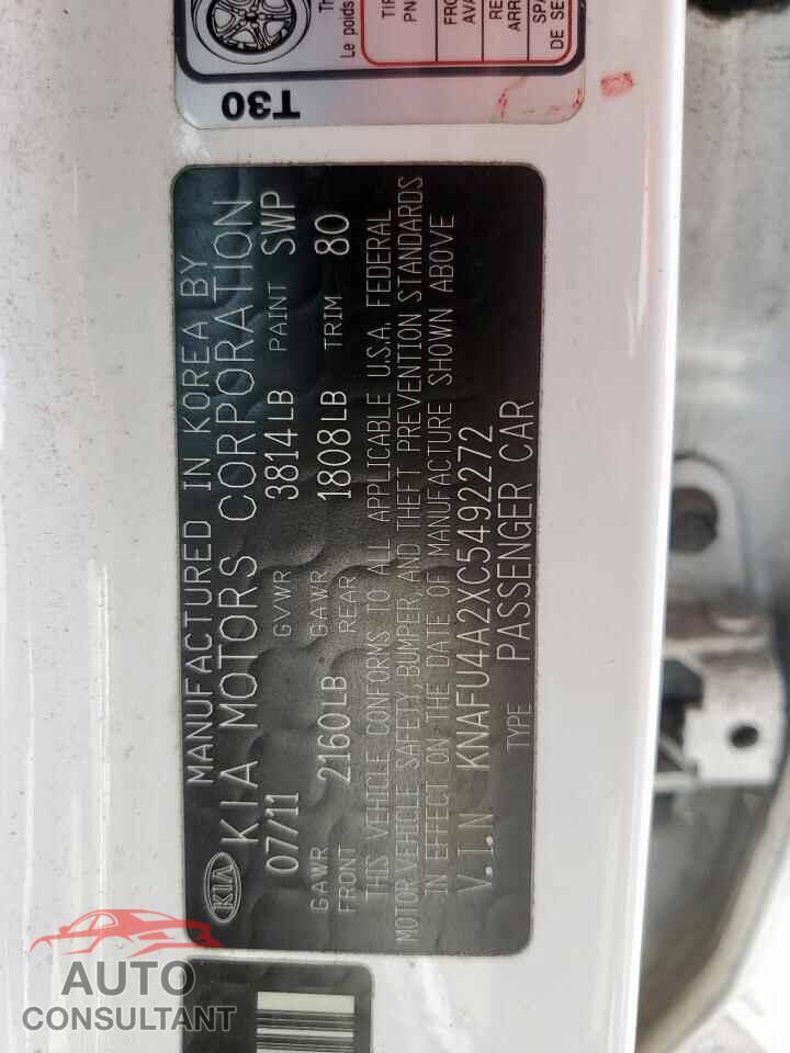 KIA FORTE 2012 - KNAFU4A2XC5492272