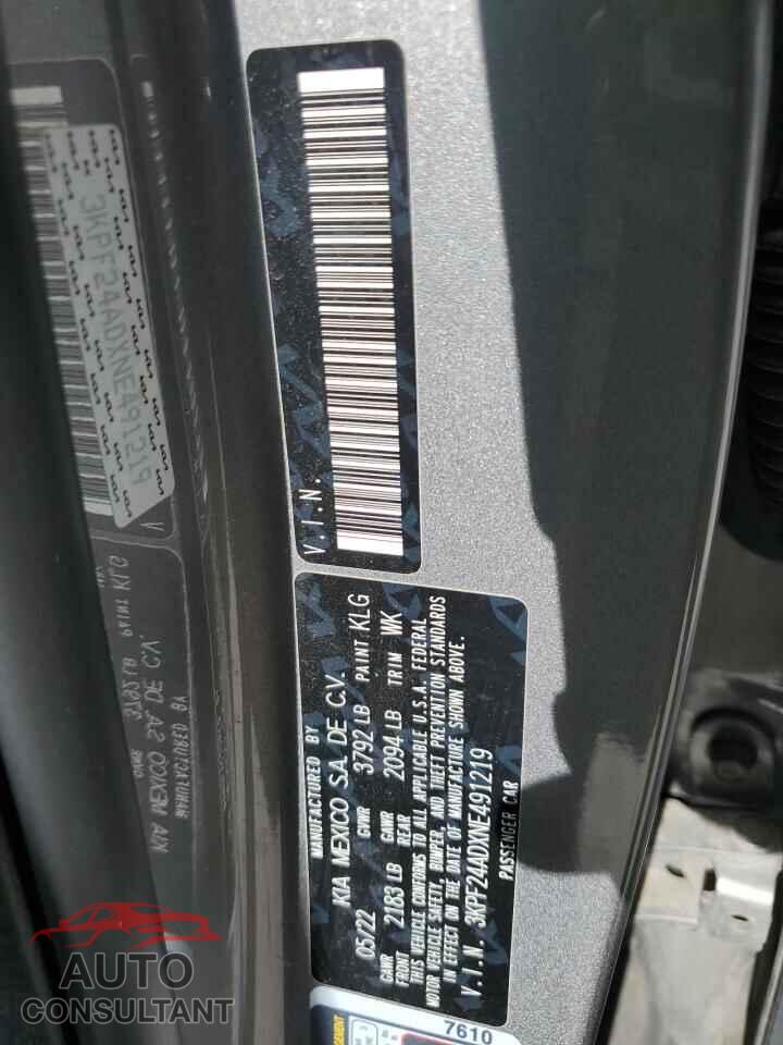 KIA FORTE 2022 - 3KPF24ADXNE491219