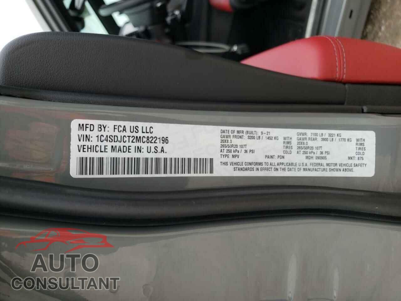 DODGE DURANGO 2021 - 1C4SDJCT2MC822196