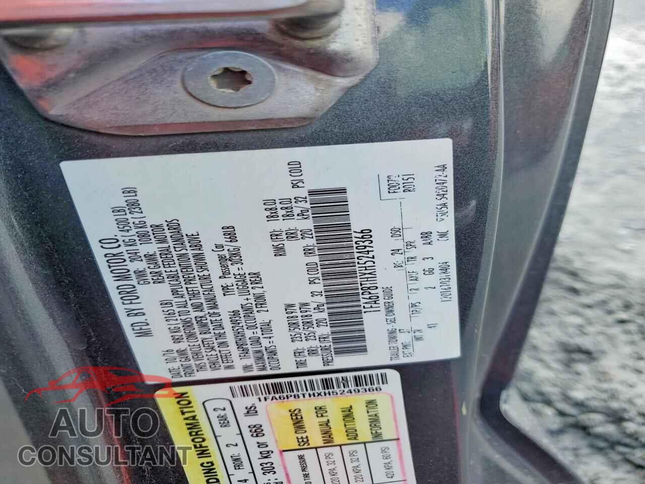 FORD MUSTANG 2017 - 1FA6P8THXH5249366