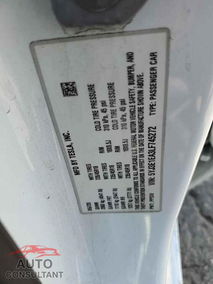 TESLA MODEL 3 2020 - 5YJ3E1EA3LF745272