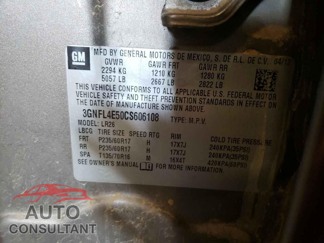 CHEVROLET CAPTIVA 2012 - 3GNFL4E50CS606108