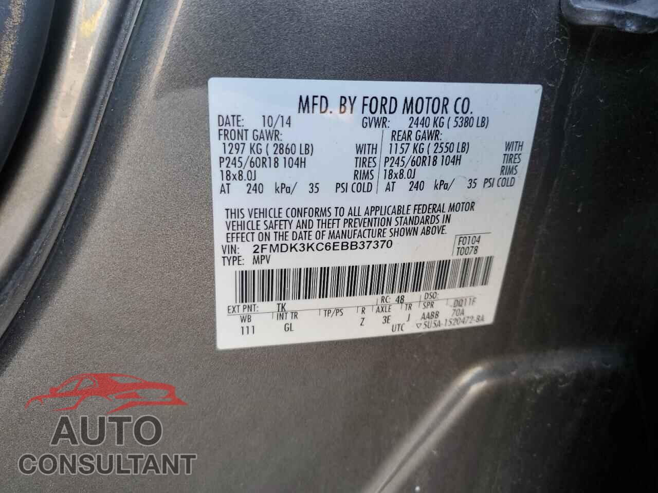 FORD EDGE 2014 - 2FMDK3KC6EBB37370