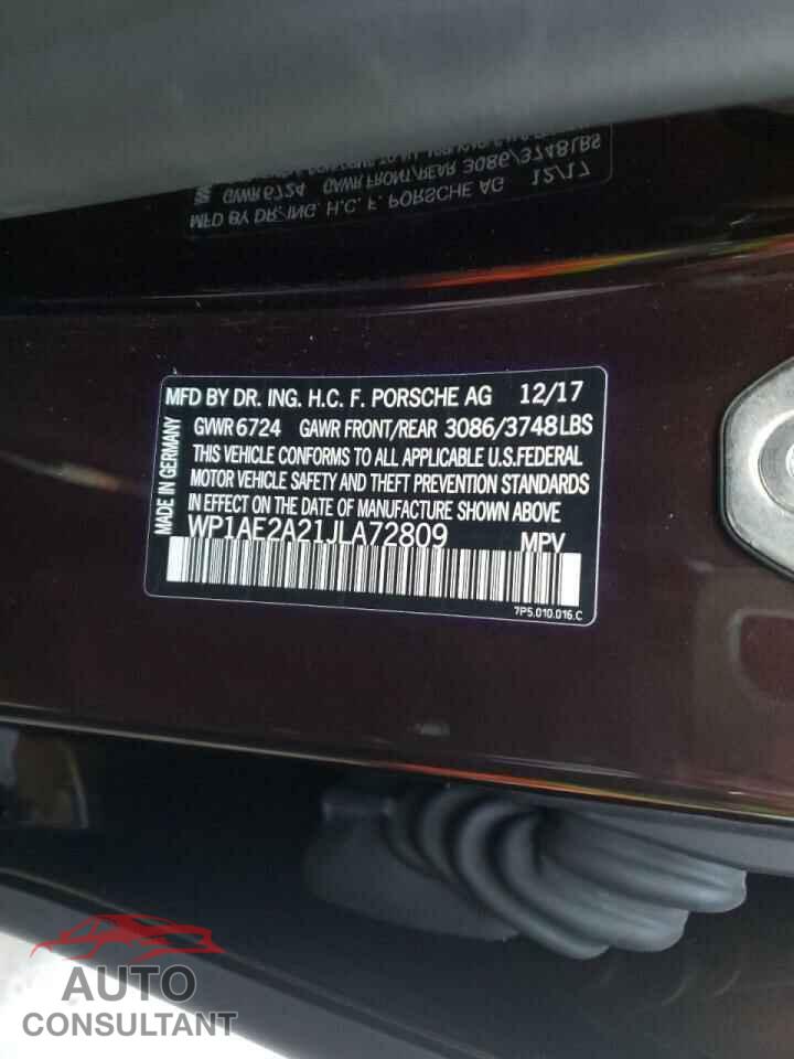PORSCHE CAYENNE 2018 - WP1AE2A21JLA72809