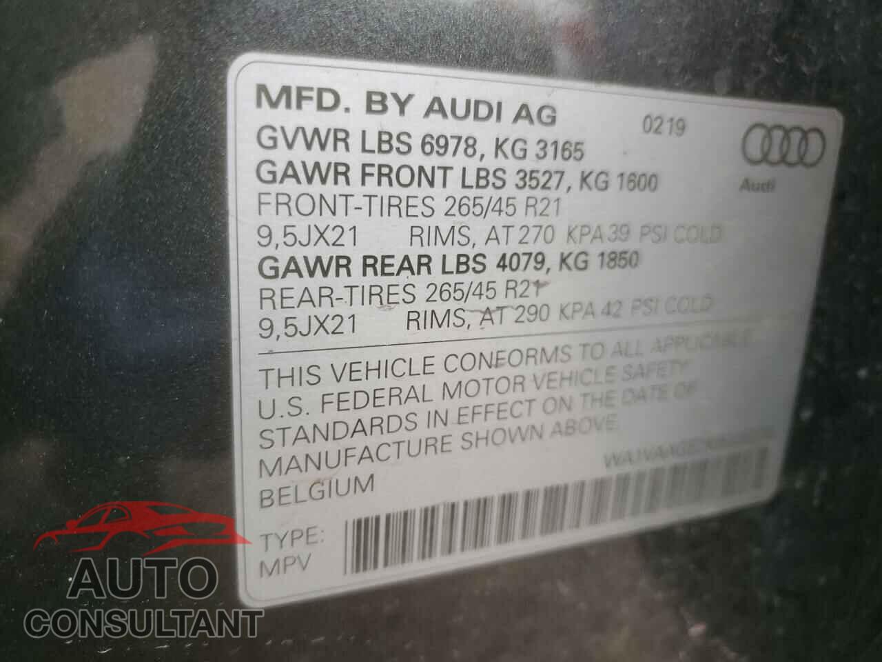 AUDI E-TRON 2019 - WA1VAAGE2KB006376