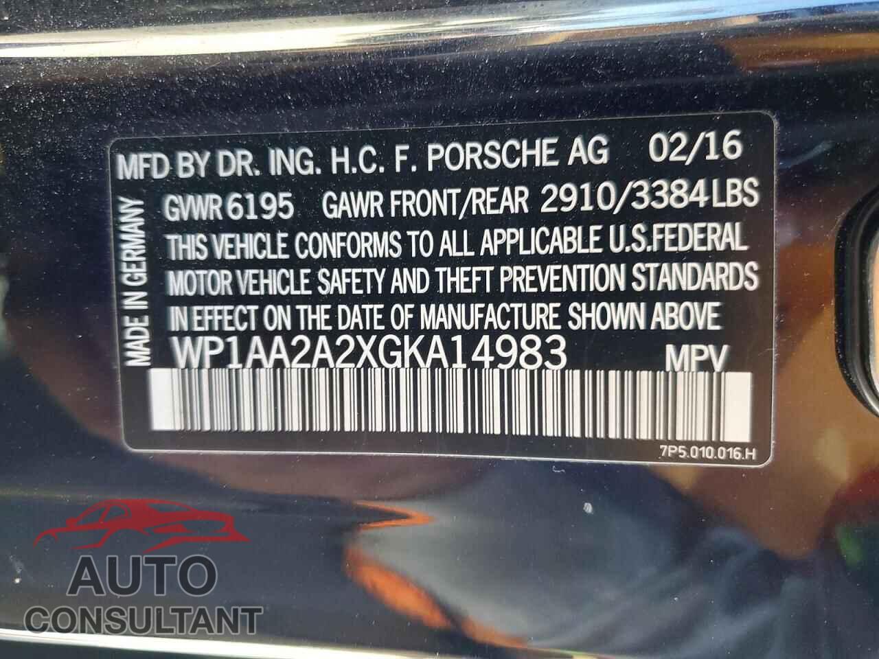PORSCHE CAYENNE 2016 - WP1AA2A2XGKA14983