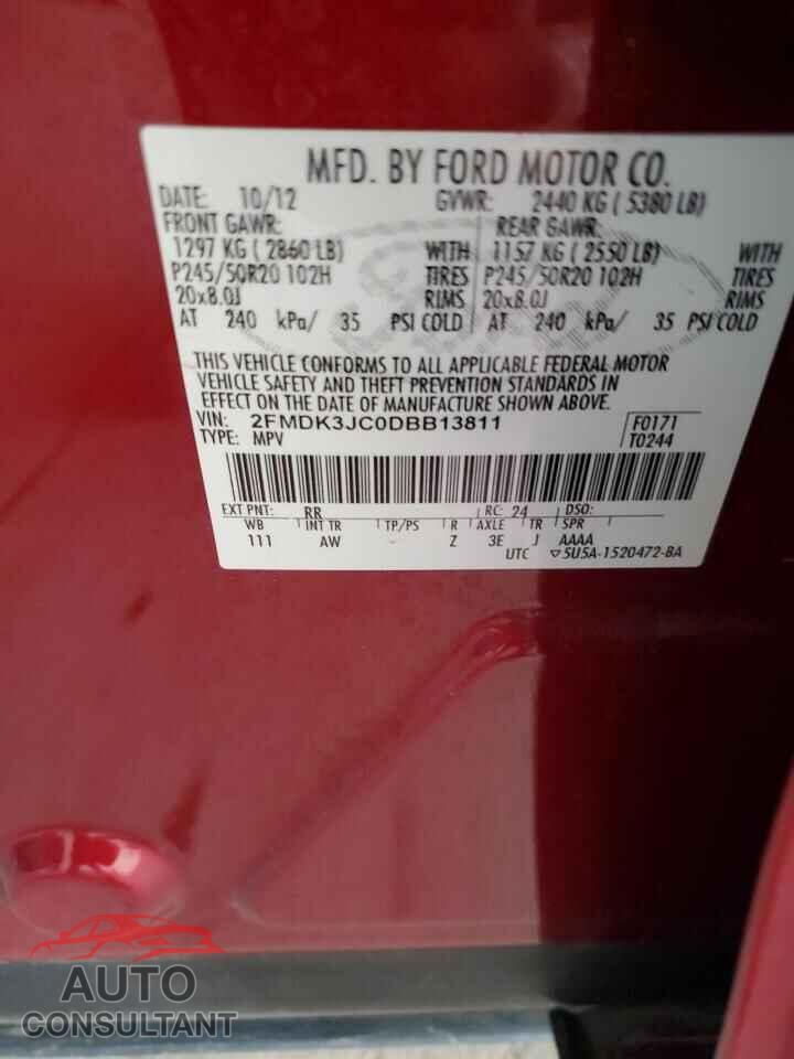 FORD EDGE 2013 - 2FMDK3JC0DBB13811