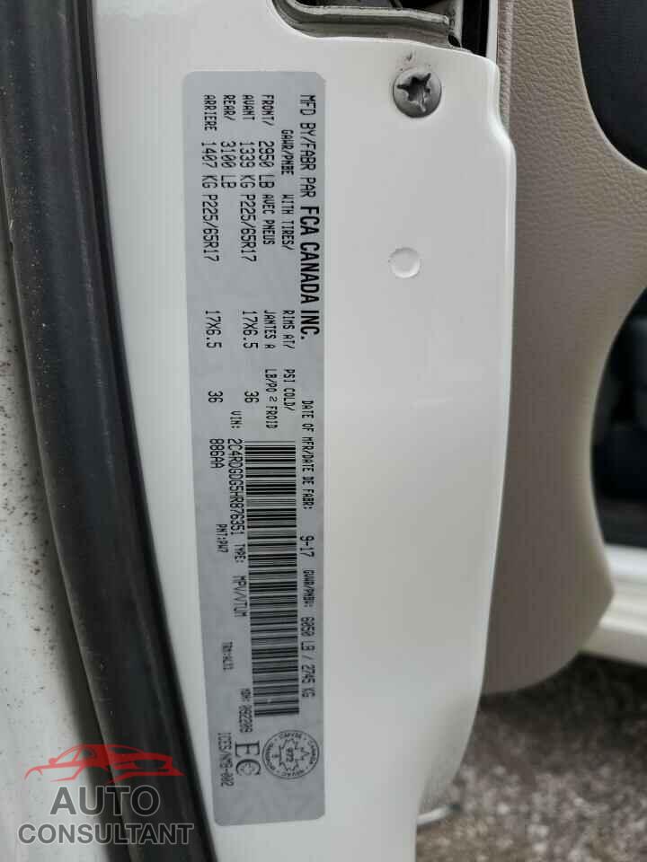 DODGE CARAVAN 2017 - 2C4RDGDG5HR876351