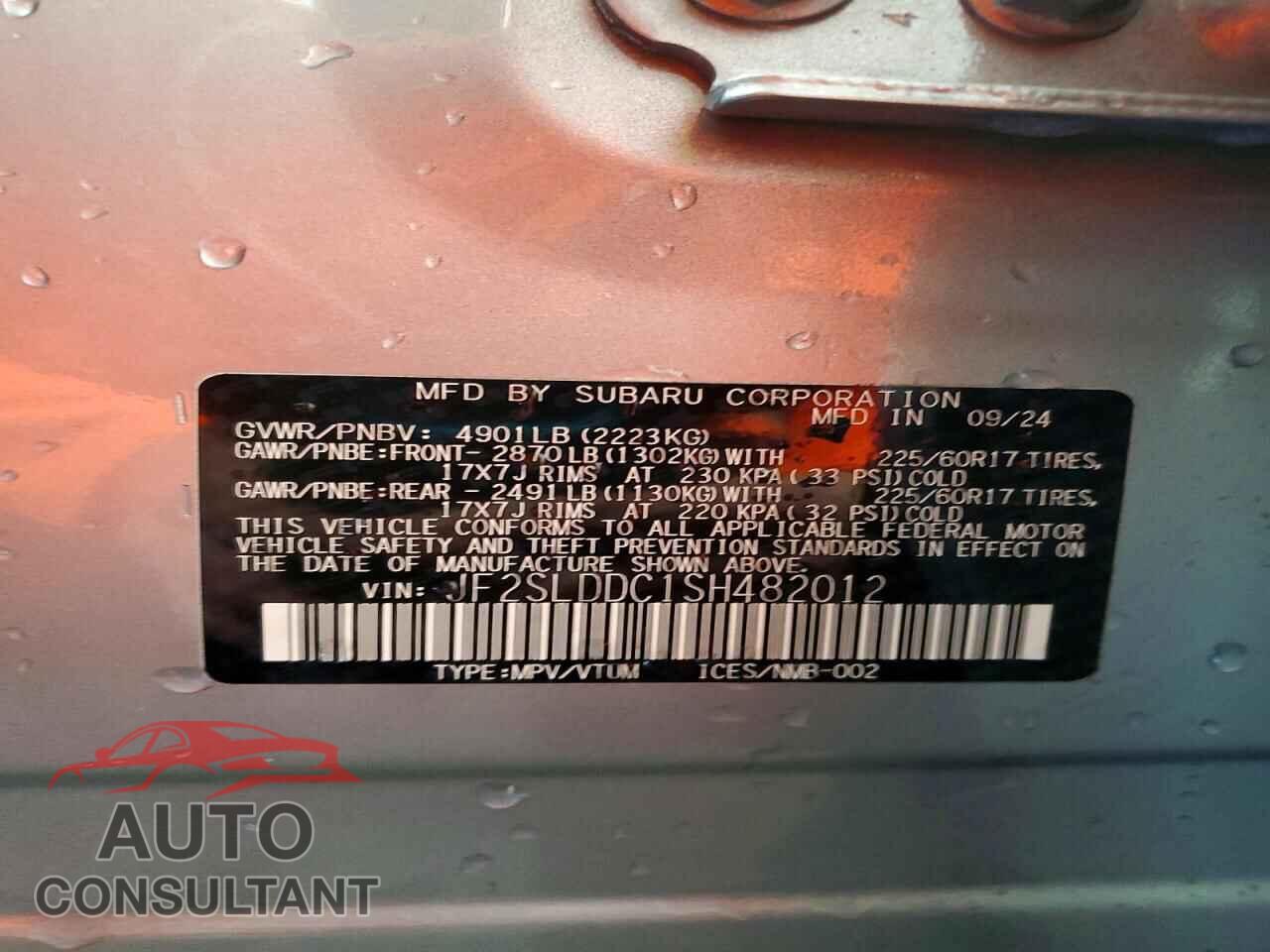 SUBARU FORESTER 2025 - JF2SLDDC1SH482012