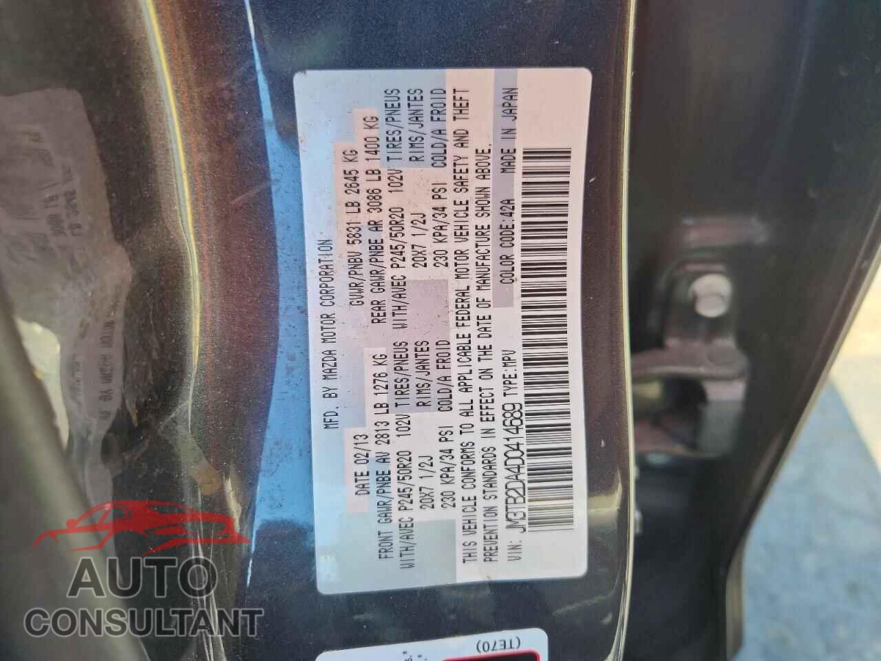 MAZDA CX-9 2013 - JM3TB2DA4D0414689