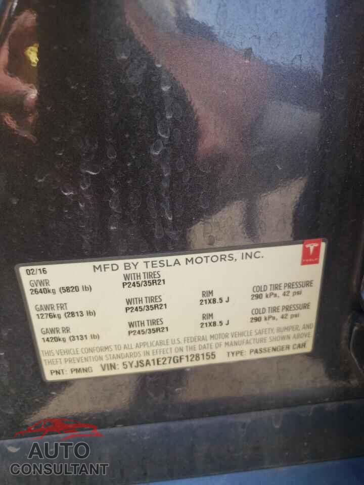 TESLA MODEL S 2016 - 5YJSA1E27GF128155