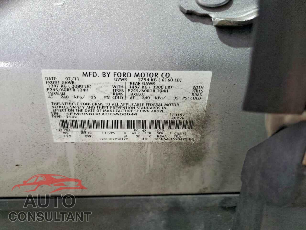 FORD EXPLORER 2012 - 1FMHK8D8XCGA08044