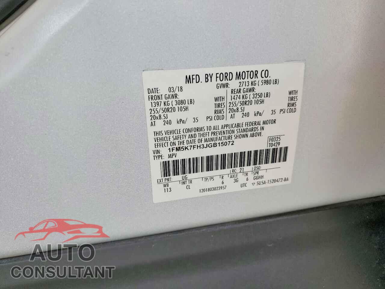 FORD EXPLORER 2018 - 1FM5K7FH3JGB15072