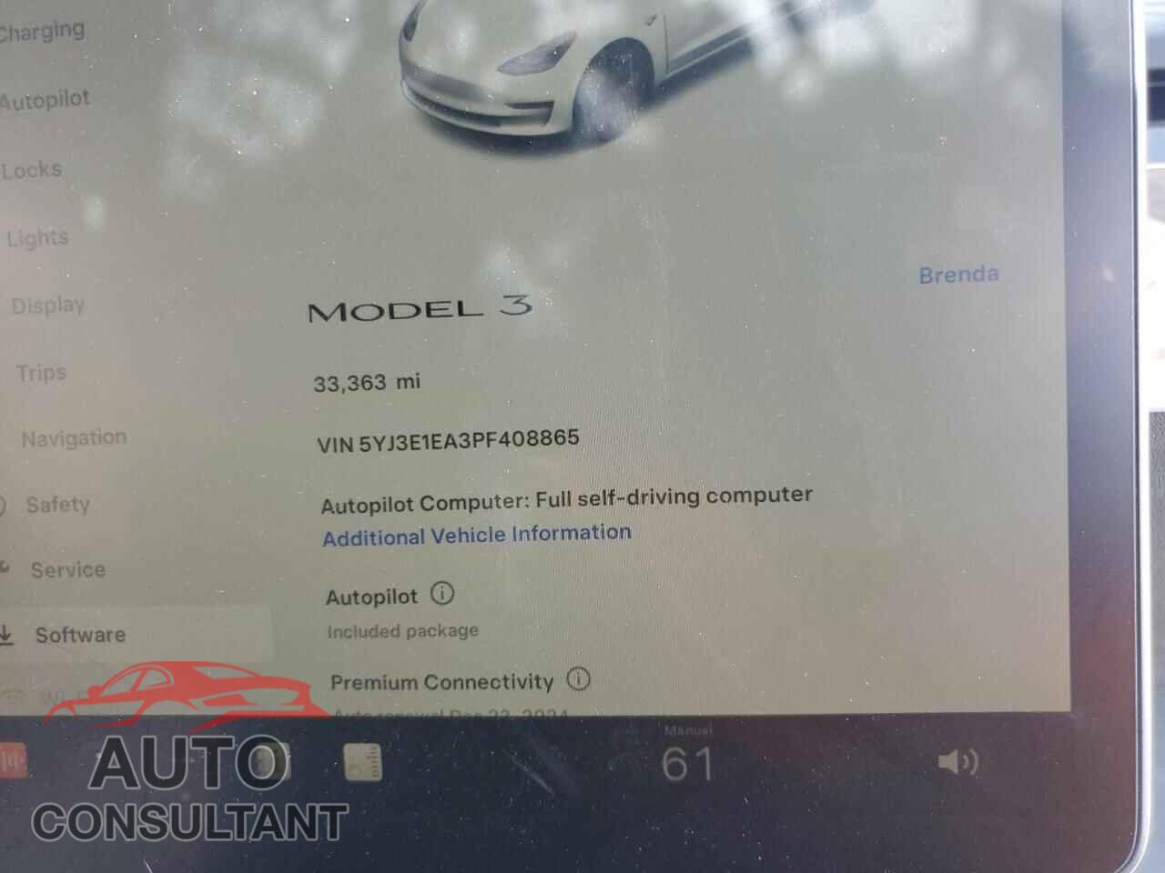 TESLA MODEL 3 2023 - 5YJ3E1EA3PF408865