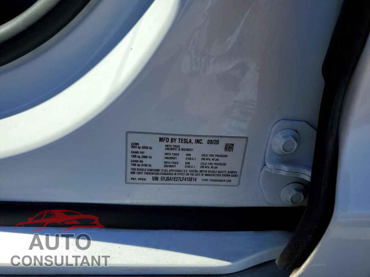 TESLA MODEL S 2020 - 5YJSA1E27LF415814