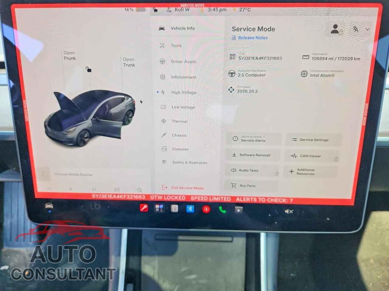 TESLA MODEL 3 2019 - 5YJ3E1EA4KF321663