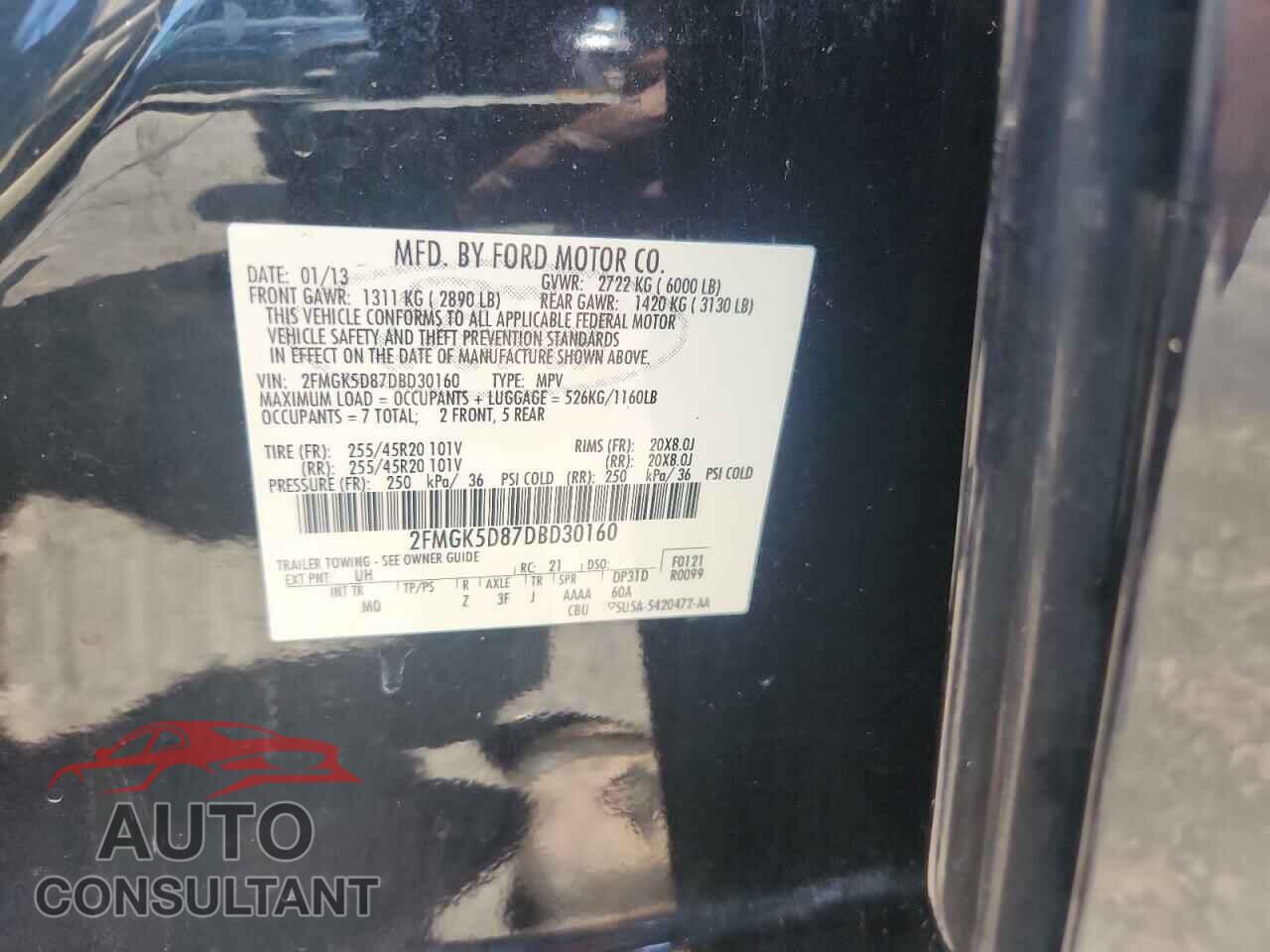 FORD FLEX 2013 - 2FMGK5D87DBD30160