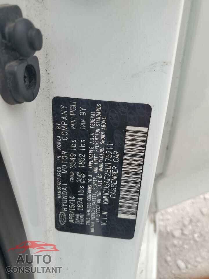 HYUNDAI ACCENT 2014 - KMHCU5AE2EU175211