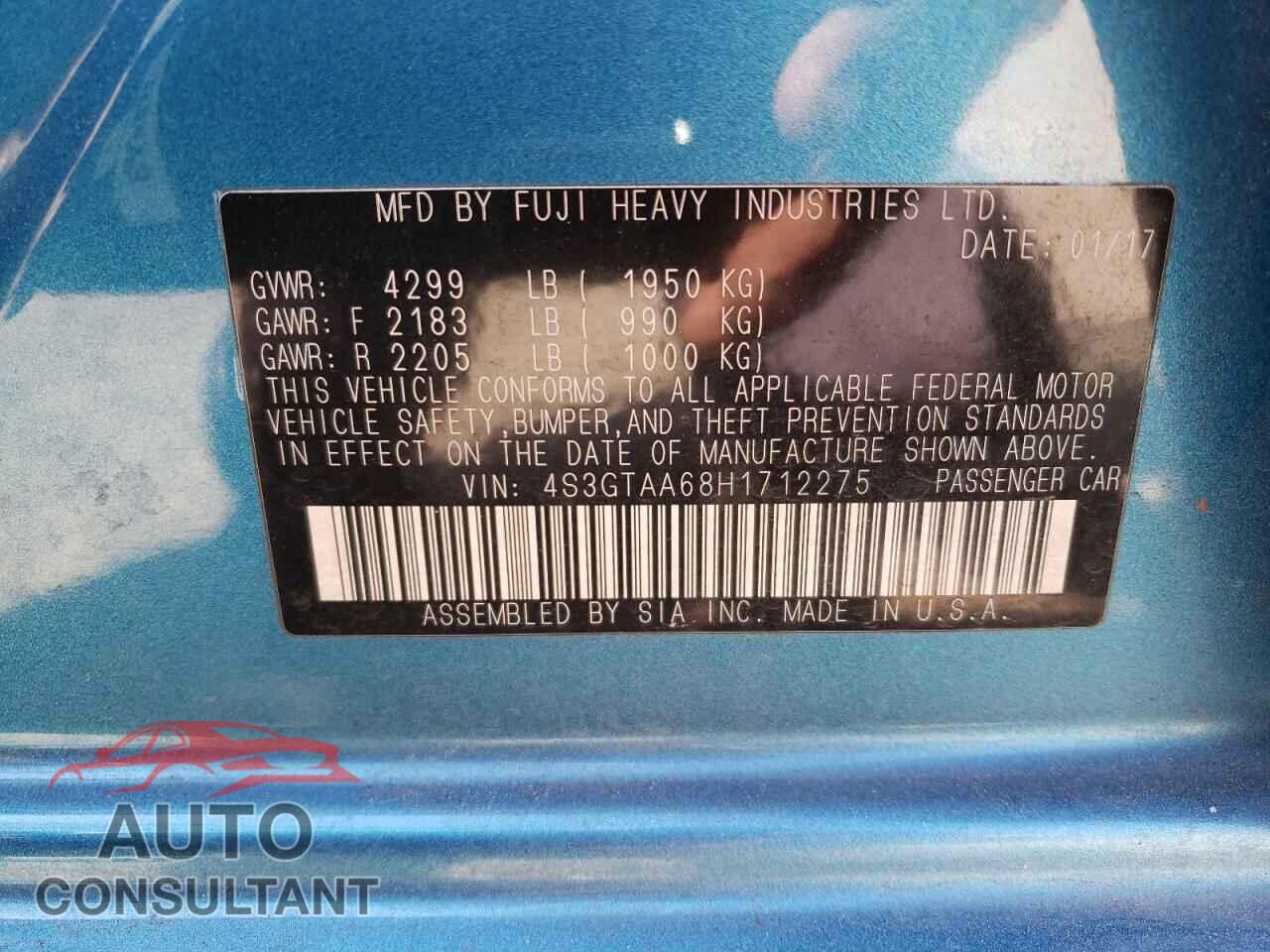 SUBARU IMPREZA 2017 - 4S3GTAA68H1712275