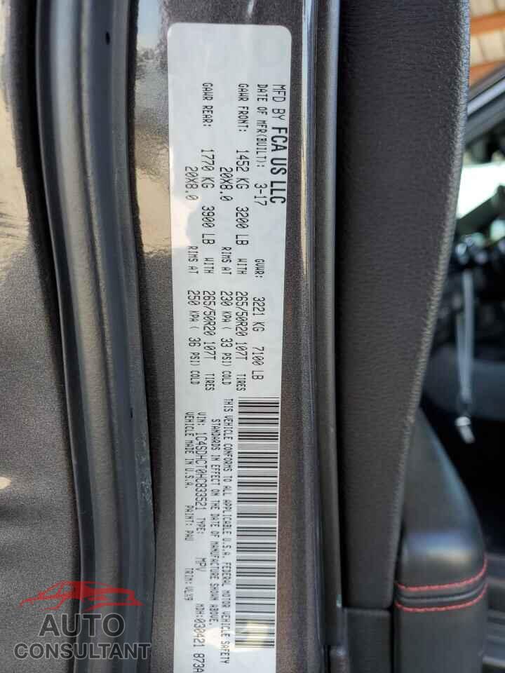 DODGE DURANGO 2017 - 1C4SDHCT0HC833521