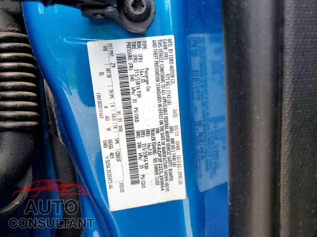 FORD FOCUS 2013 - 1FADP3F22DL299864