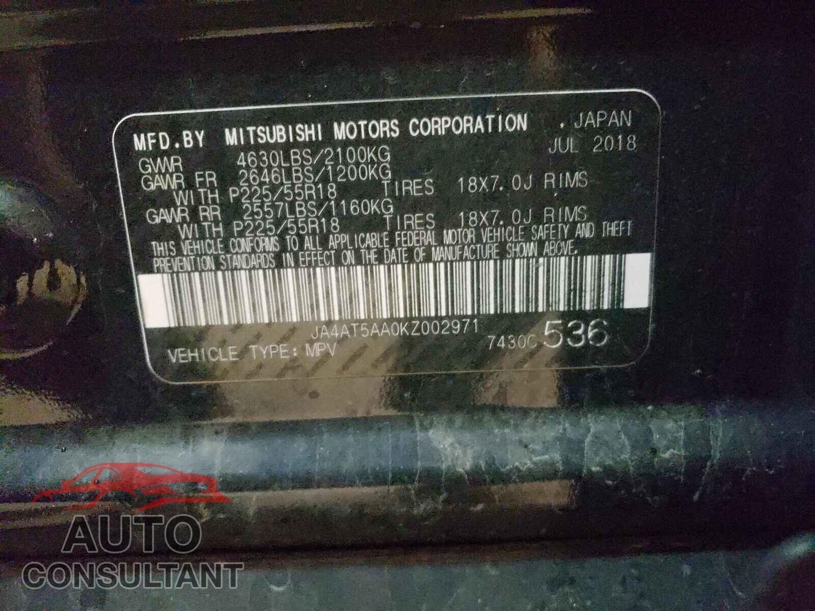 MITSUBISHI ECLIPSE 2019 - JA4AT5AA0KZ002971