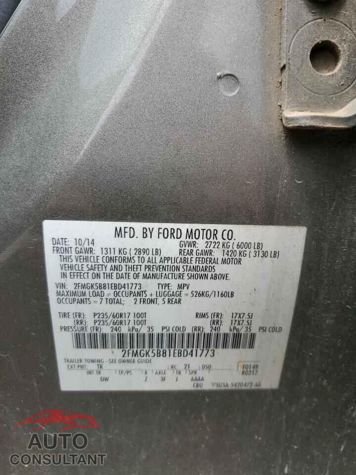 FORD FLEX 2014 - 2FMGK5B81EBD41773